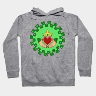 Claddagh and Green Knotwork Hoodie